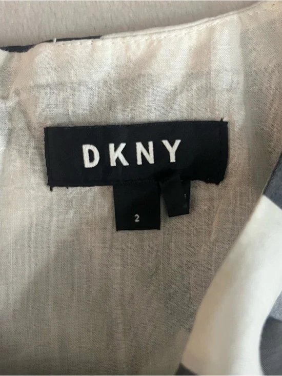 DKNY Women’s Black/White Gingham Sleeveless Belted A~Line Maxi Dress Sz 2 - Picture 3 of 12